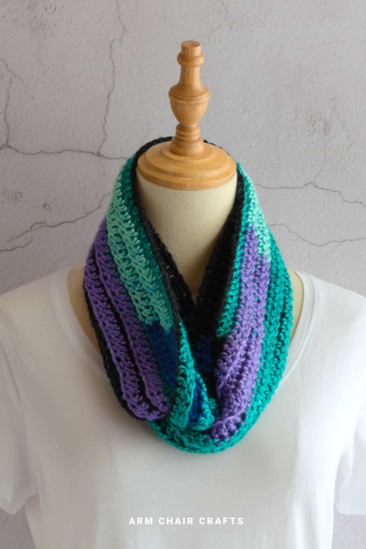 Double crochet infinity scarf.