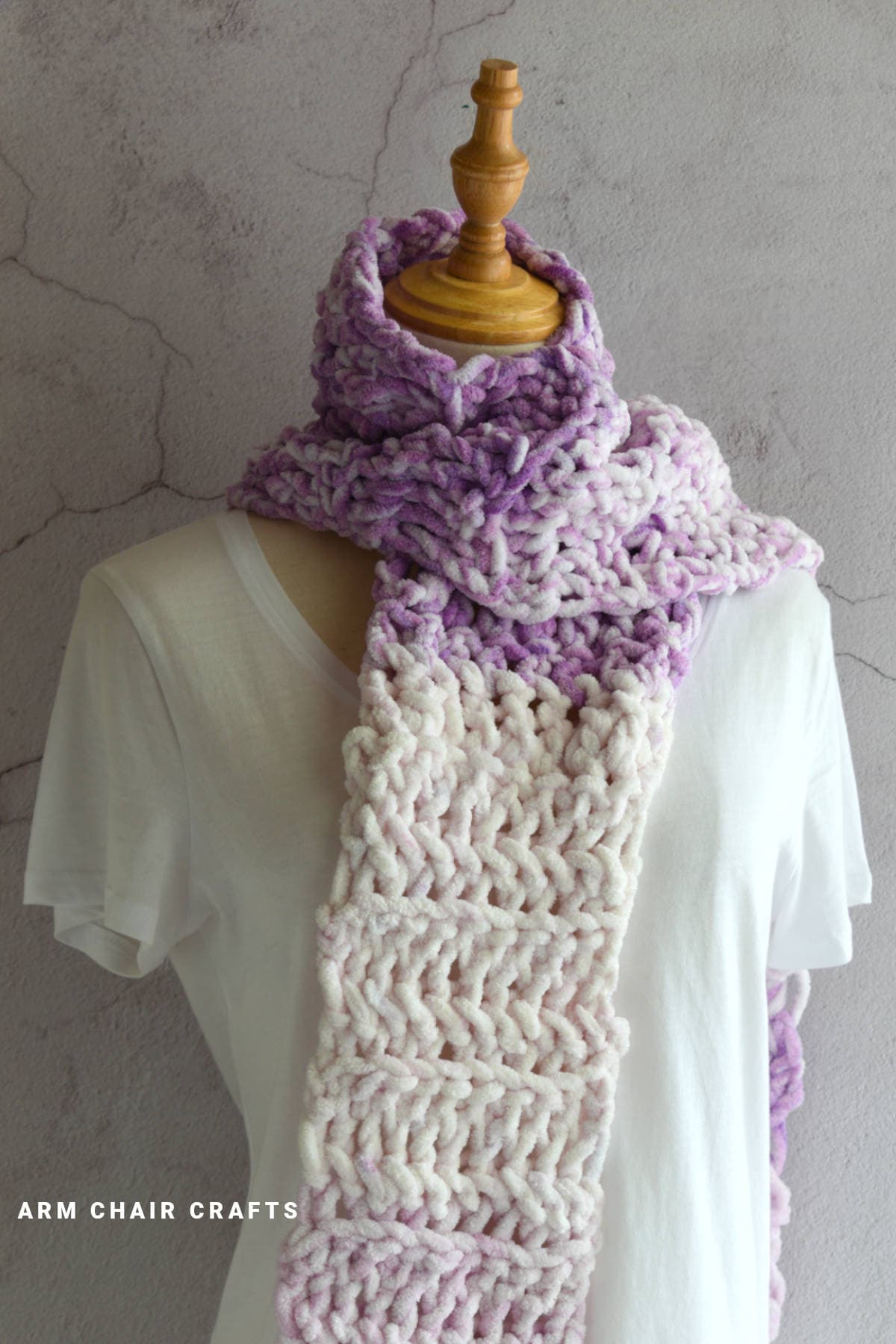 Herringbone crochet scarf.