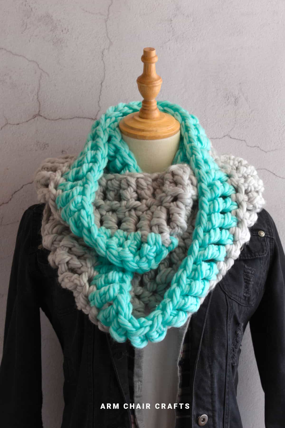 Chunky crochet infinity scarf.