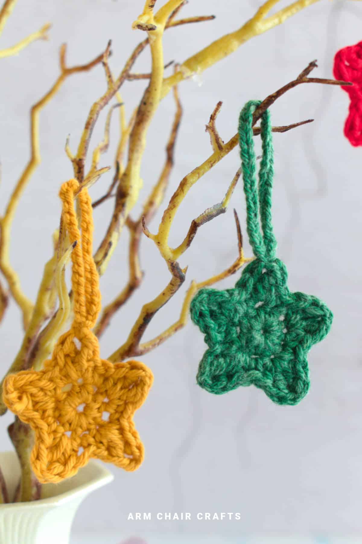 Crochet star ornaments.