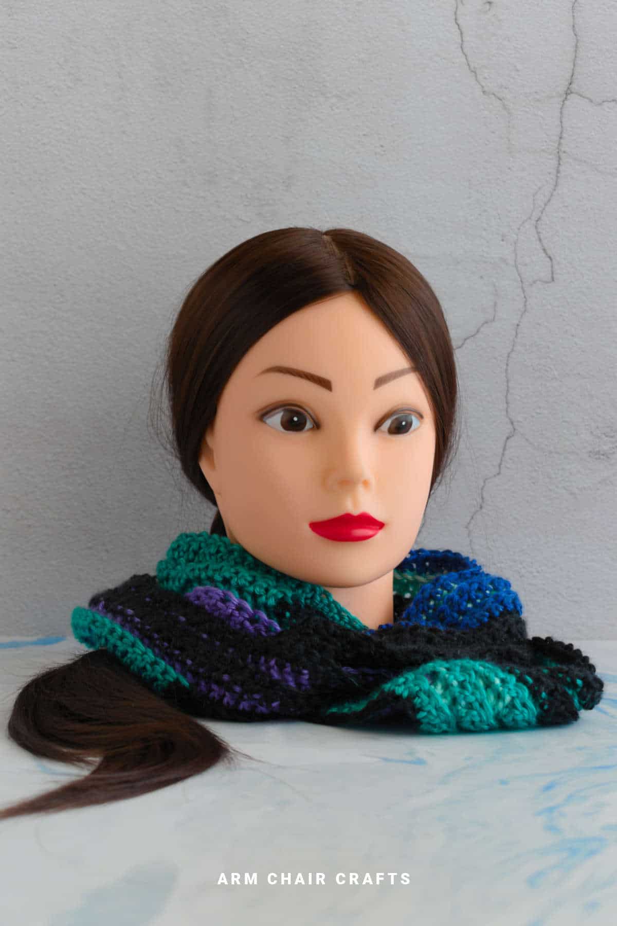 Crochet infinity scarf.