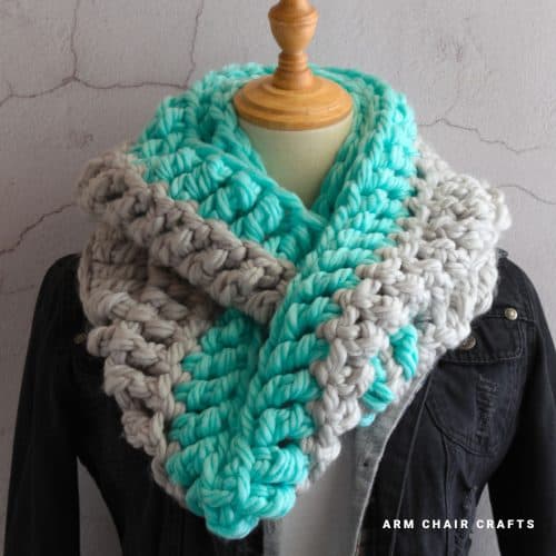 Crochet infinity scarf.
