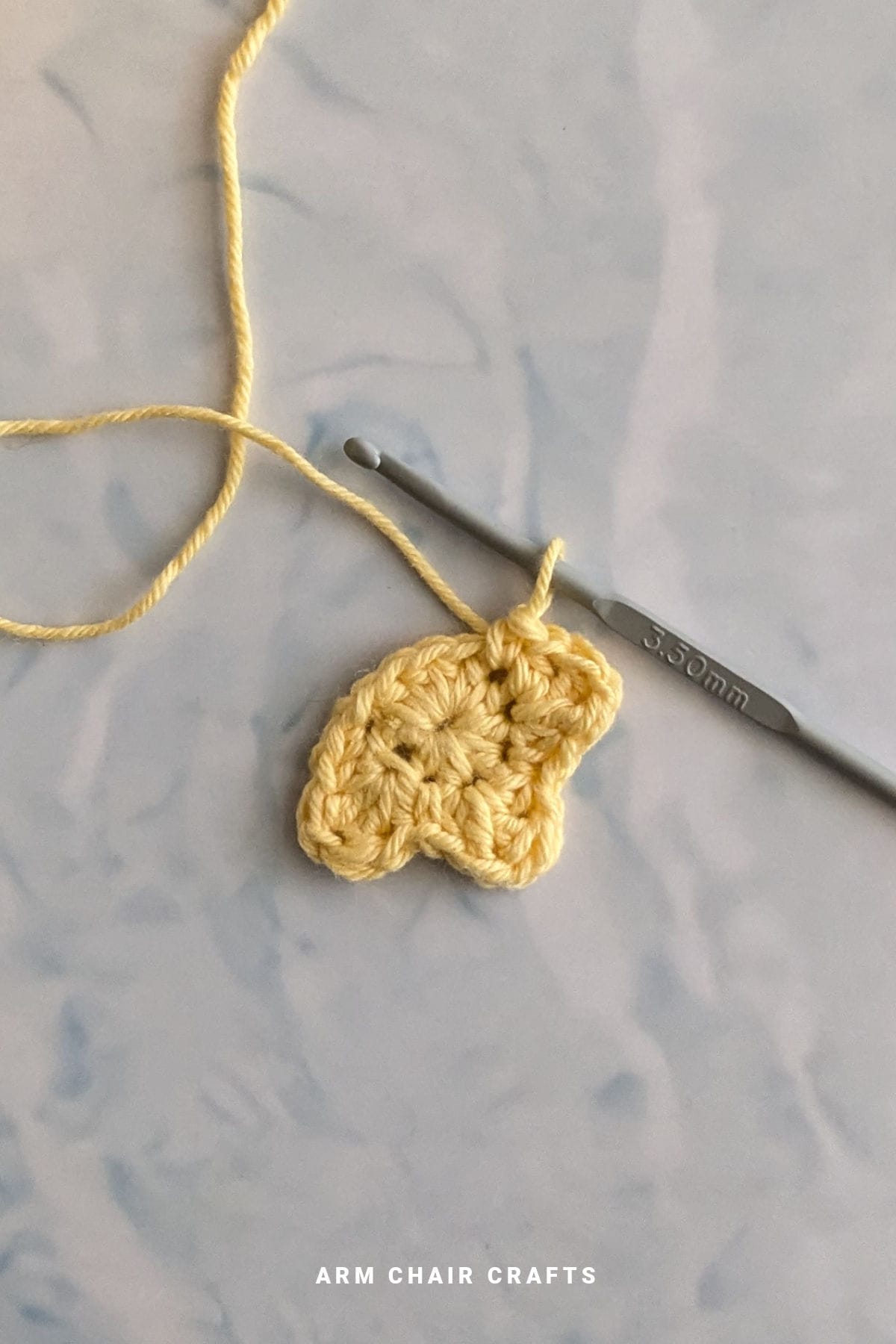 Process of a crochet star.