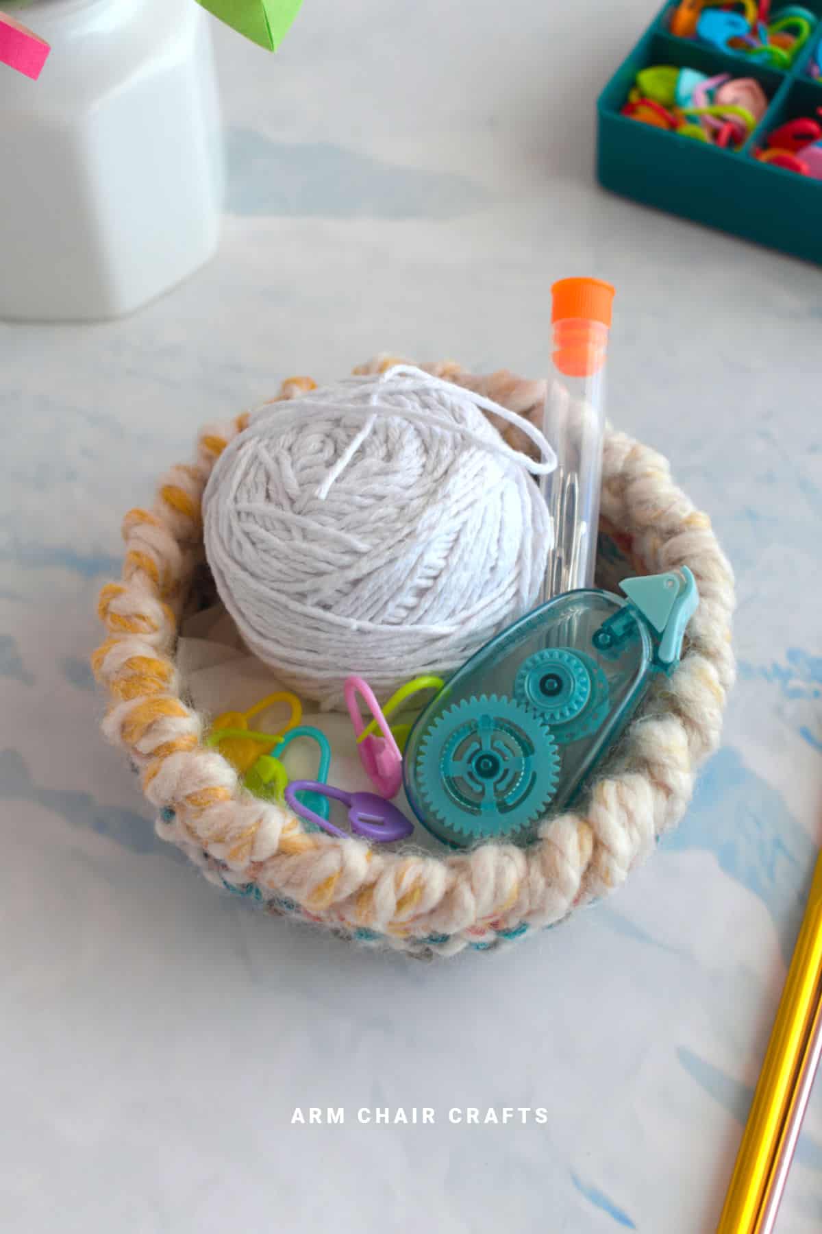 Crochet basket.