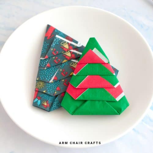 Close up image of folded paper napkins.