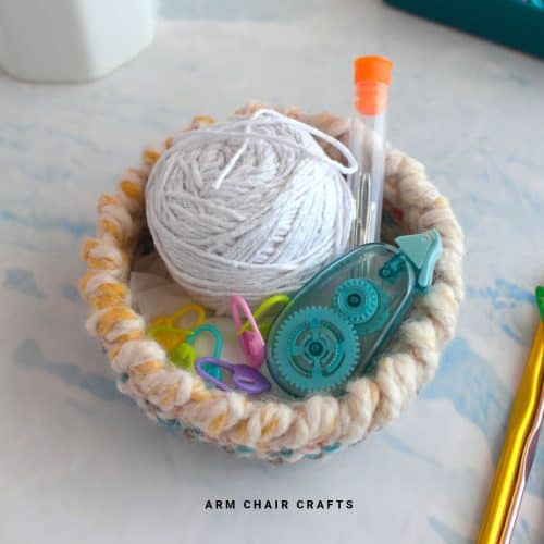 Chunky crochet basket.