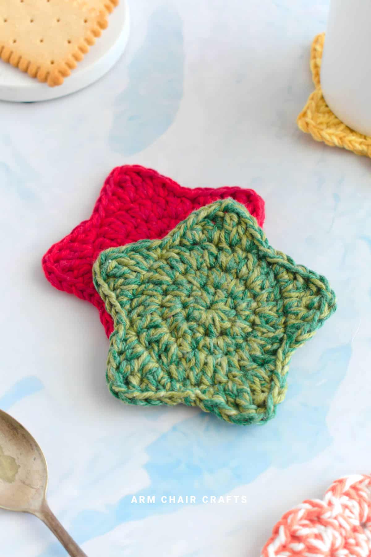 Star crochet coasters.