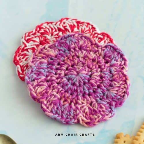 Flower crochet coasters.