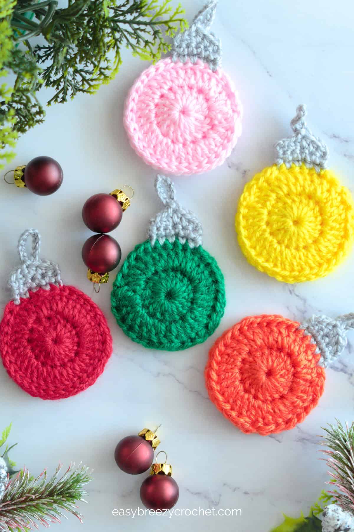Crochet Christmas baubles.