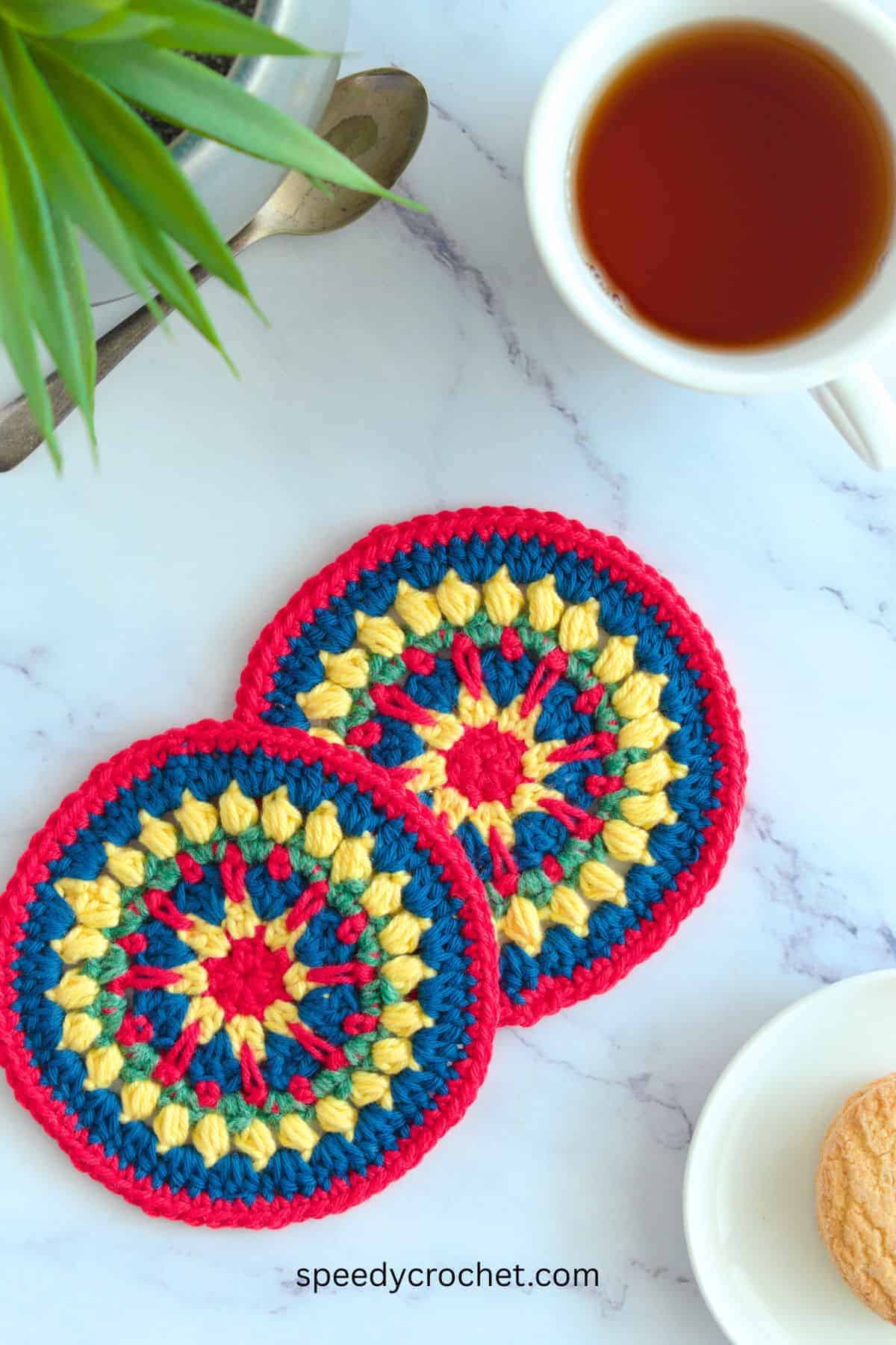 Crochet coasters.