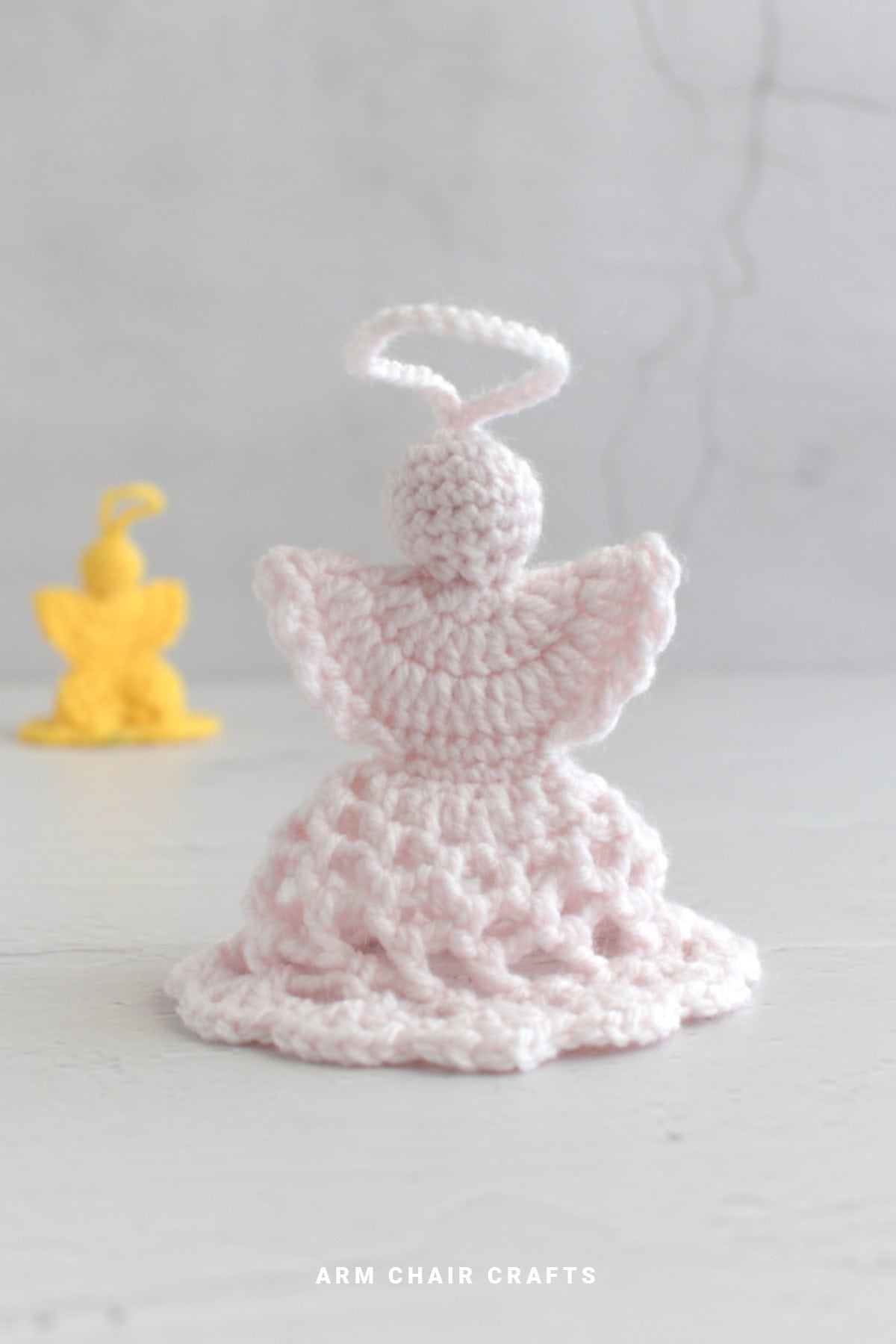 Crochet angel ornament.