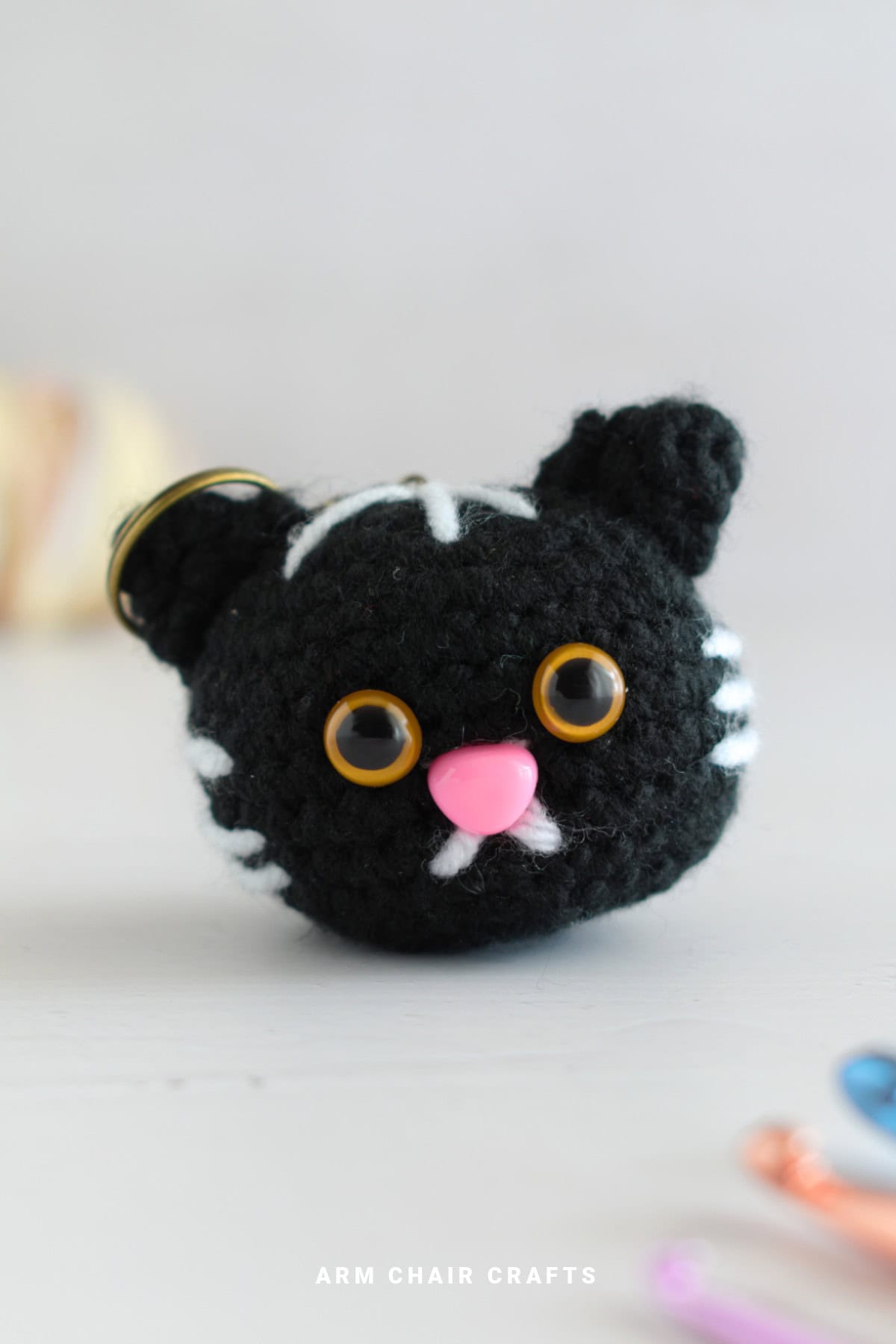 Crochet cat keychain.
