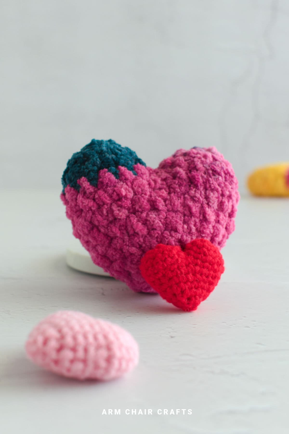 Crochet hearts.