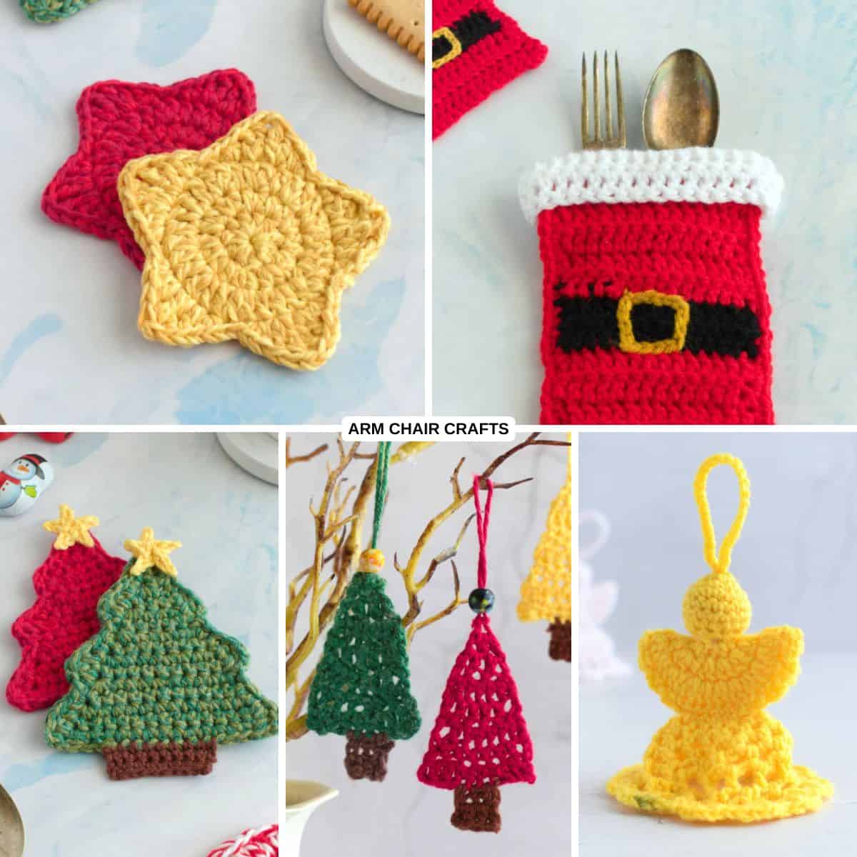 Collage of crochet patterns.