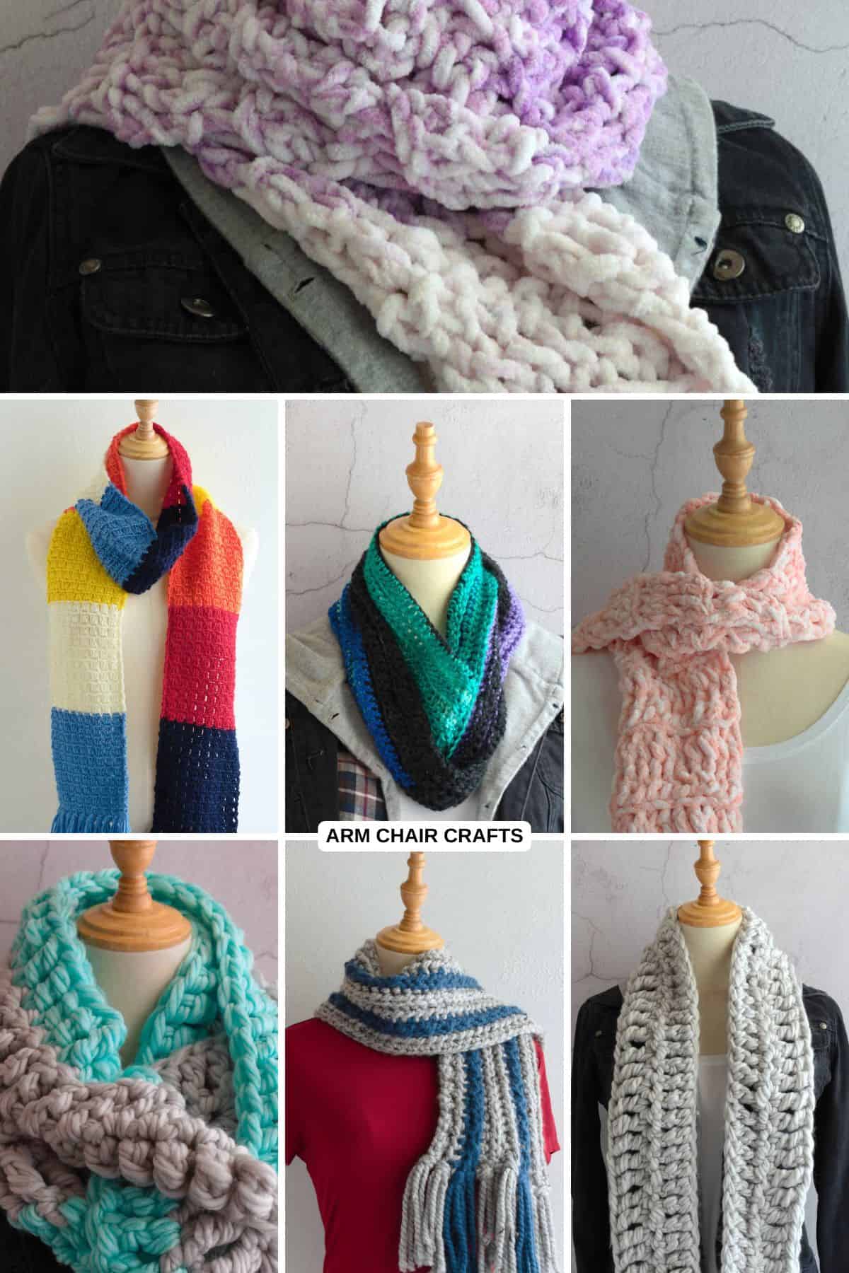 Crochet scarves.