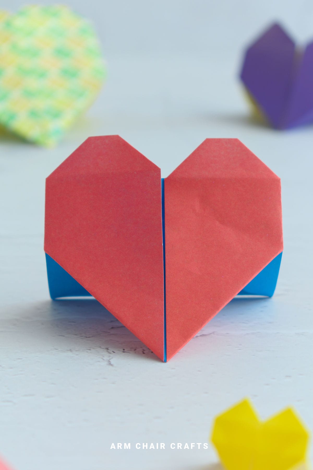 Red origami heart.