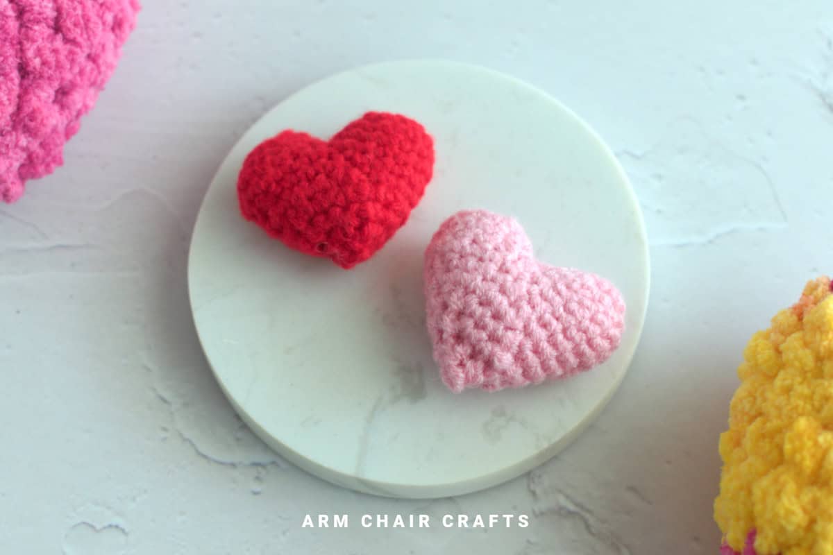 Crochet hearts.