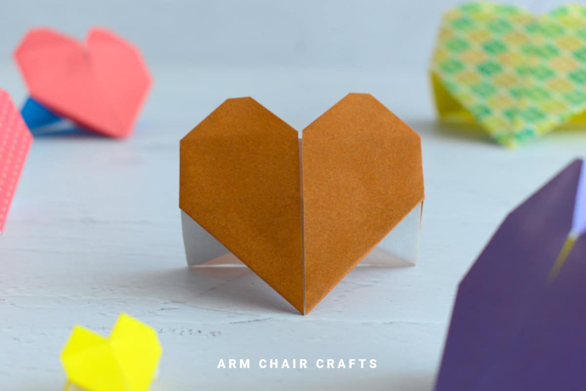 Brown origami heart.