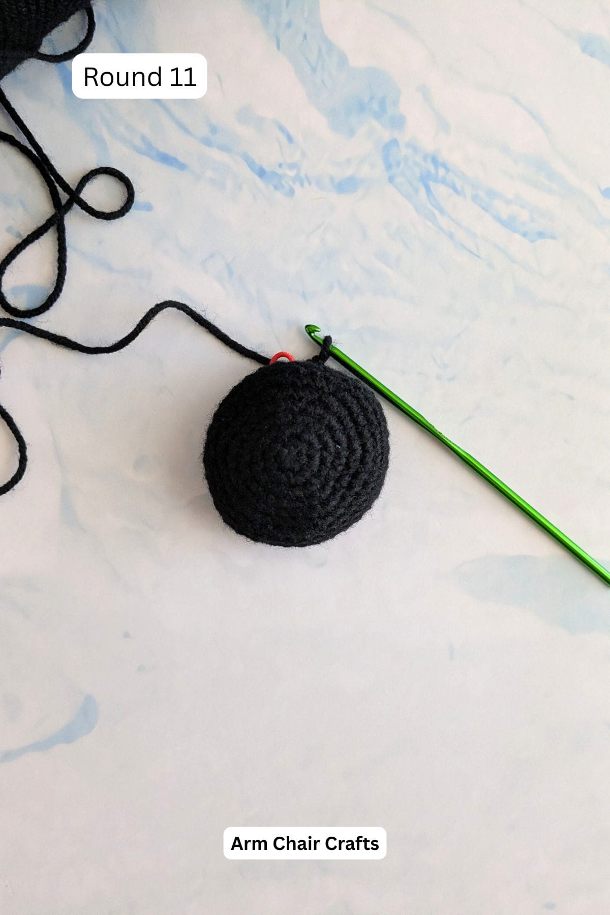Round 11 for making a crochet cat keychain.