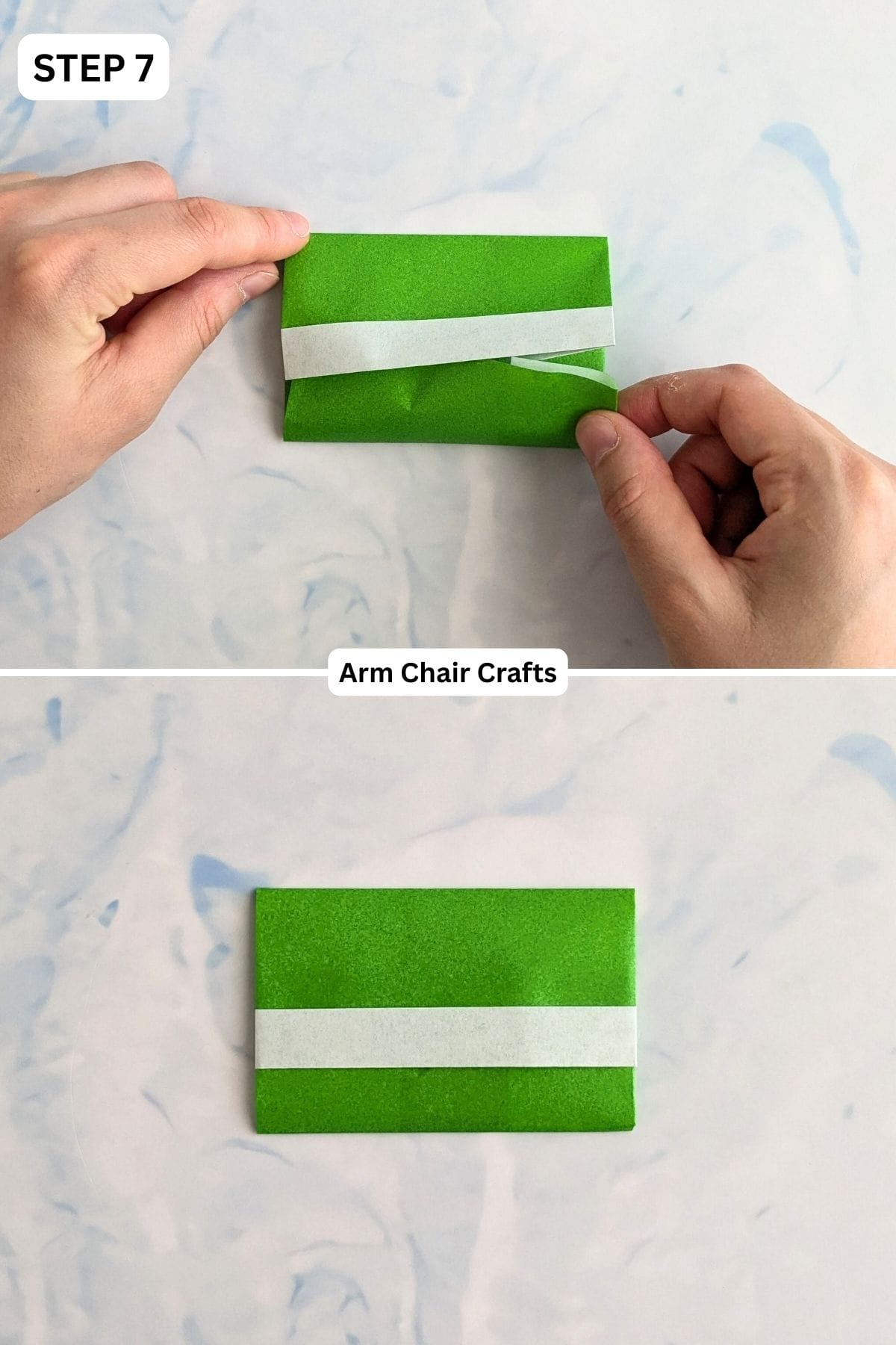 Step 7 for making an easy origami gift card holder.