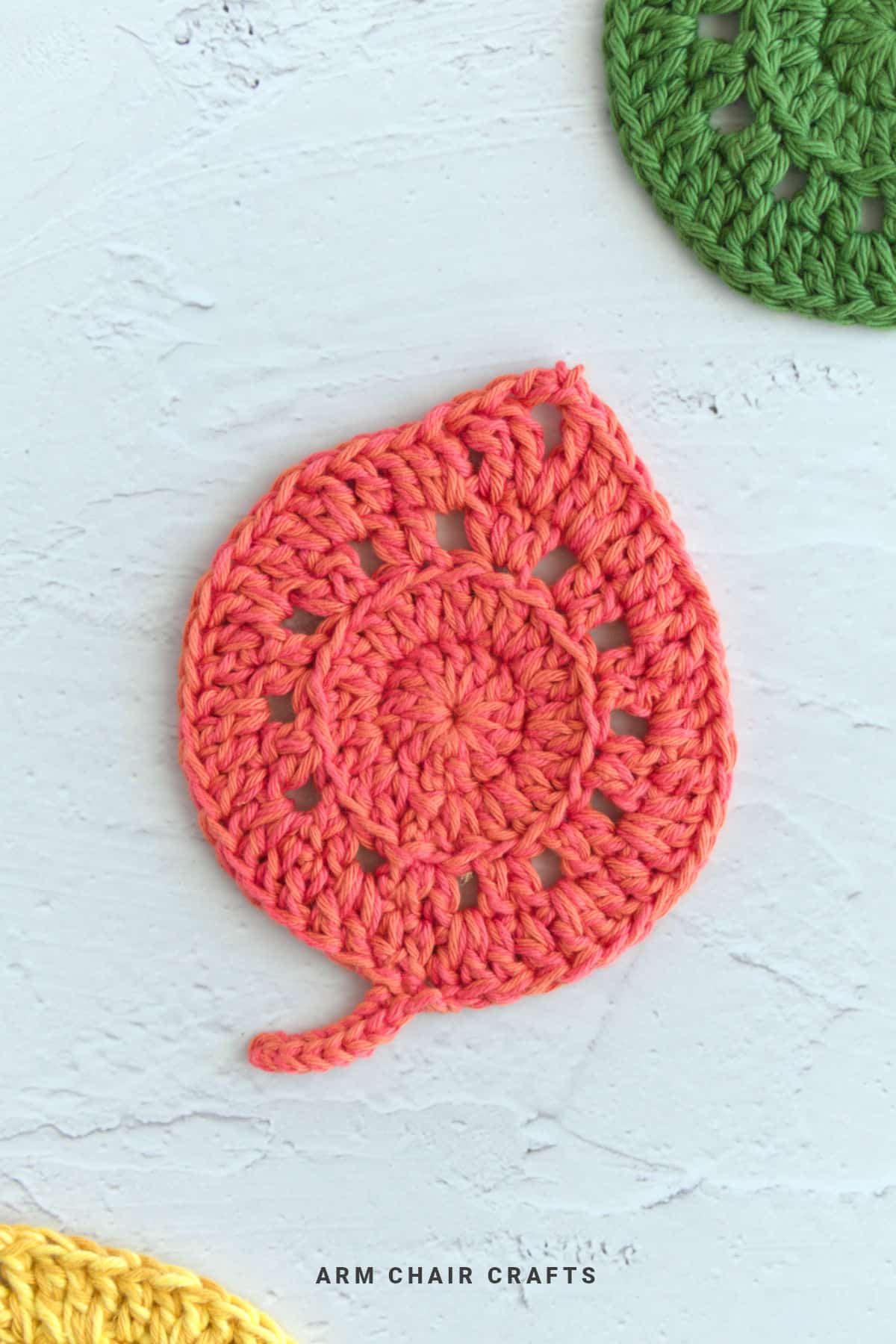 Leaf crochet coaster.