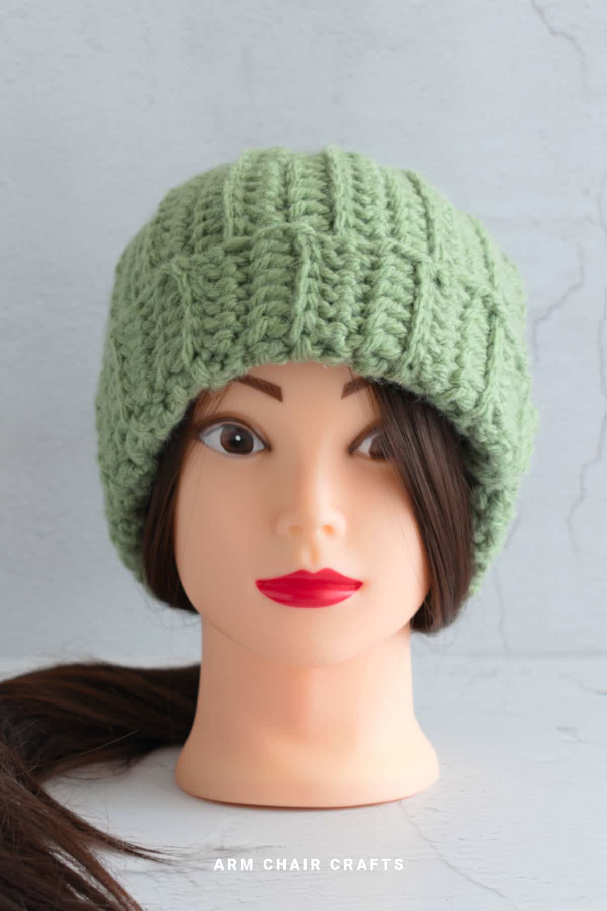 Ribbed crochet beanie.