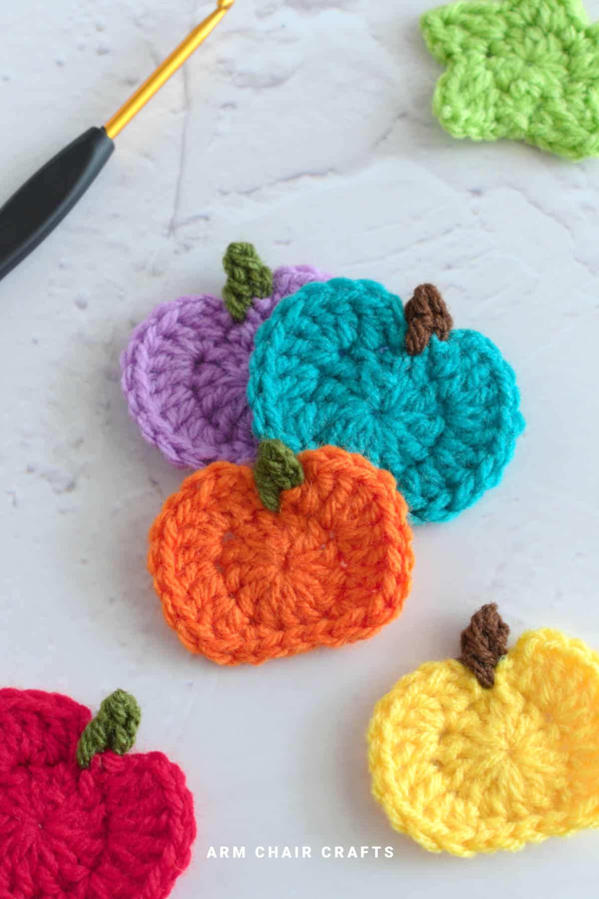 Pumpkin crochet appliques.