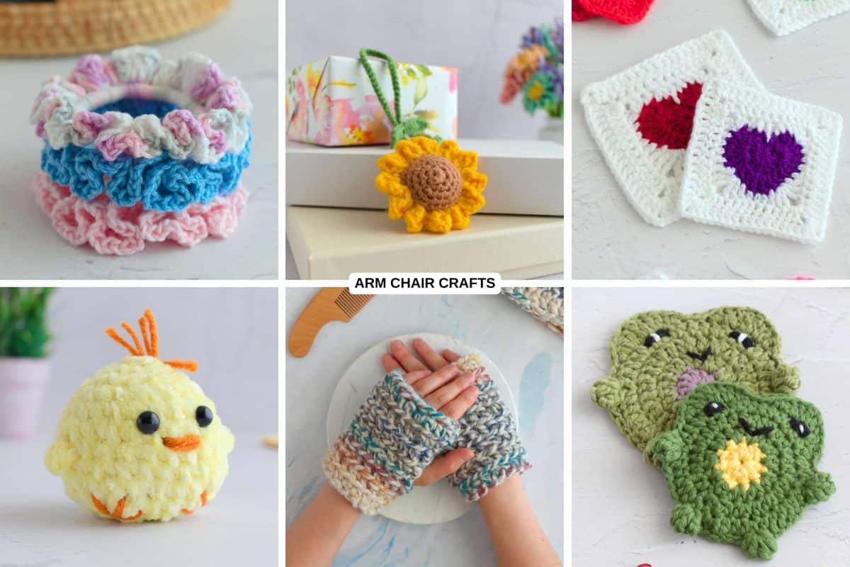Quick crochet projects collage.