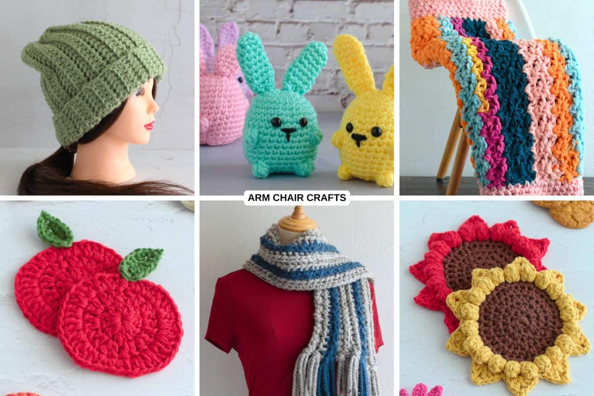 Collage of crochet pattern ideas.