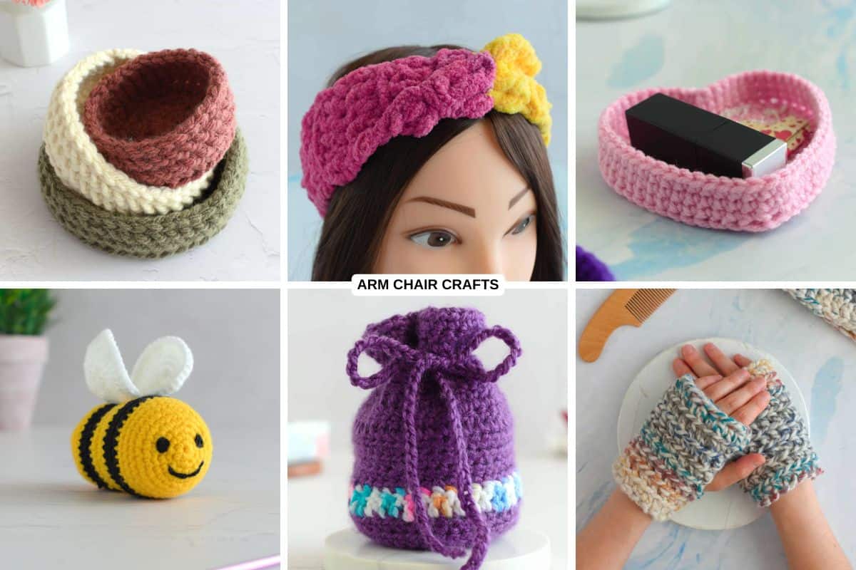 Small crochet projects collage.