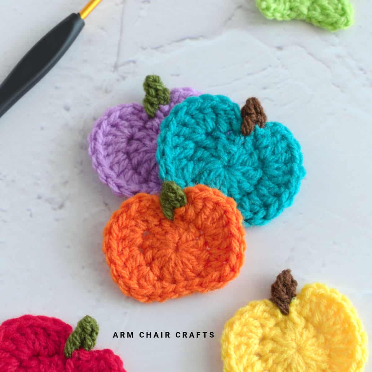 Pumpkin crochet motifs.