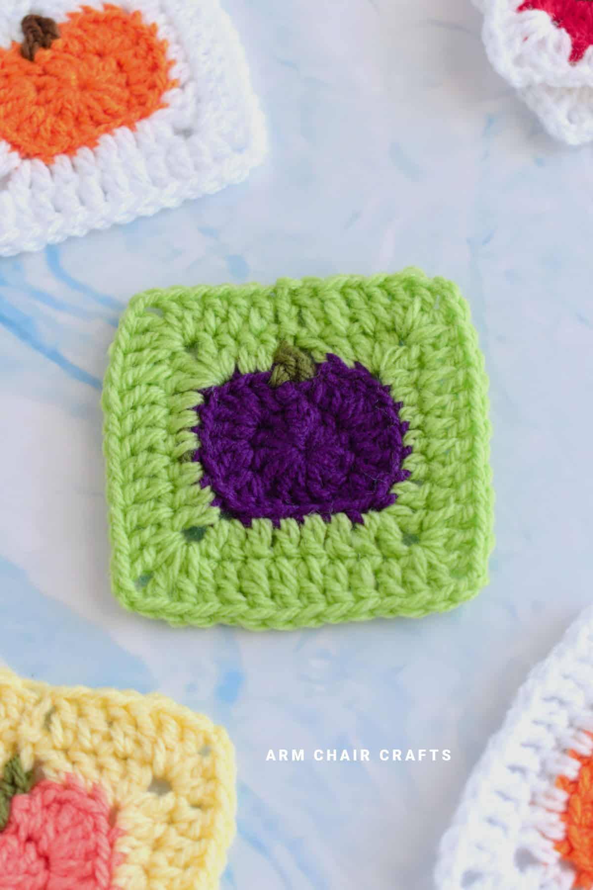 Close up image of a granny square.