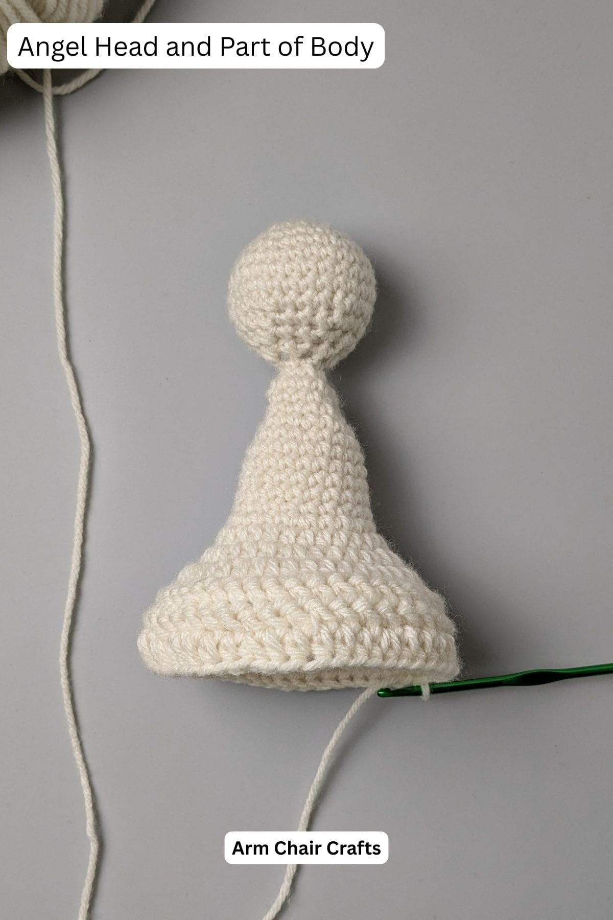 Process of crochet angel.