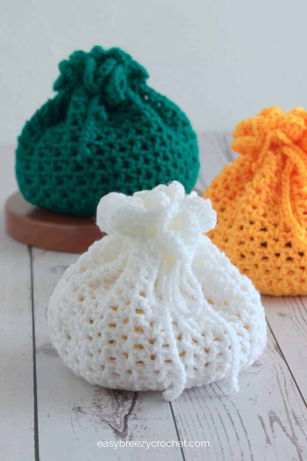 Crochet pouches.