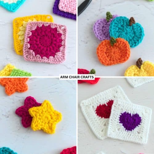 Crochet granny squares and motifs.