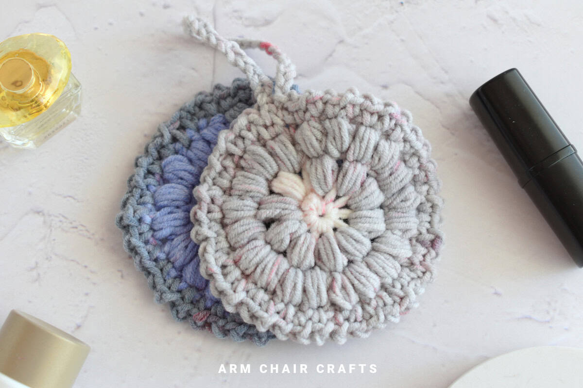 Close up image of crochet scrubbies.