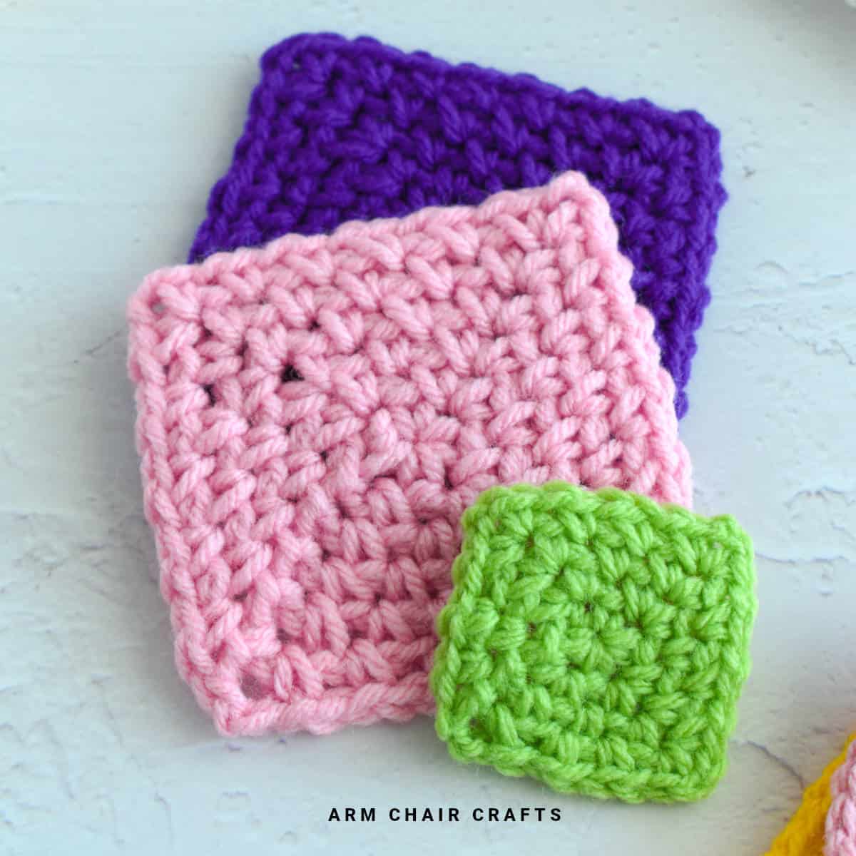 Moss stitch granny squares.