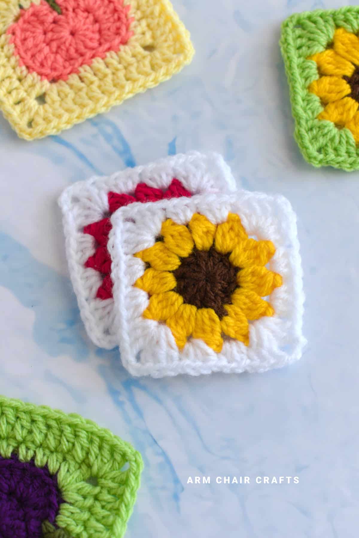 Sunflower crochet granny squares.