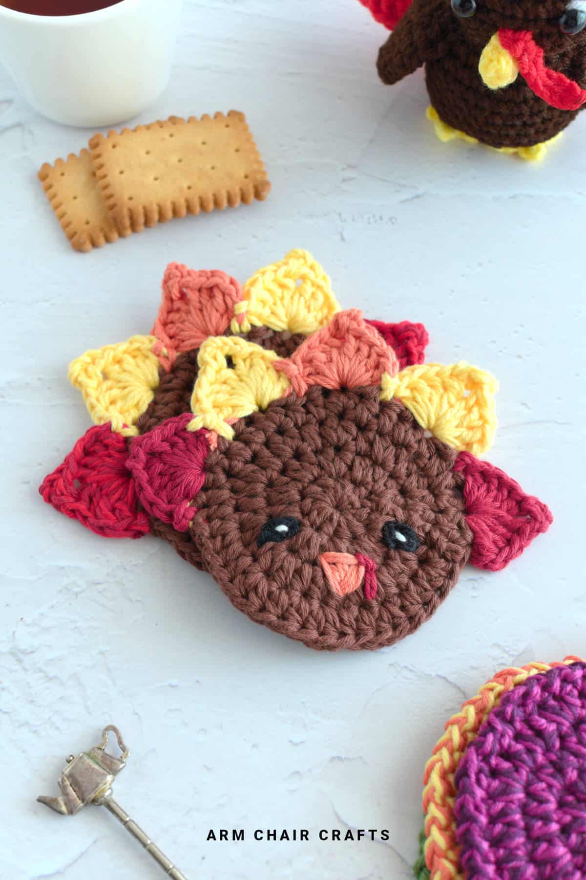 Turkey crochet coasters.
