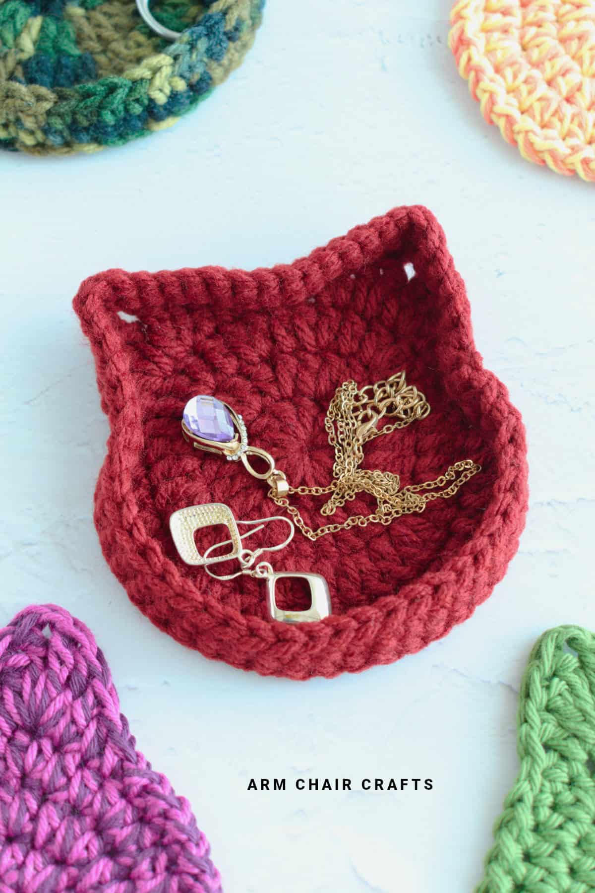 Crochet trinket box.
