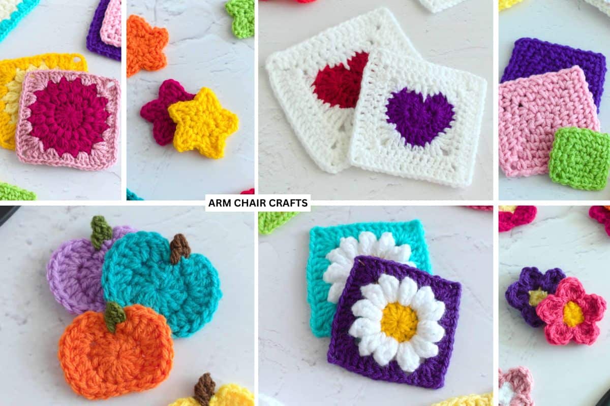 Crochet granny squares and motifs.
