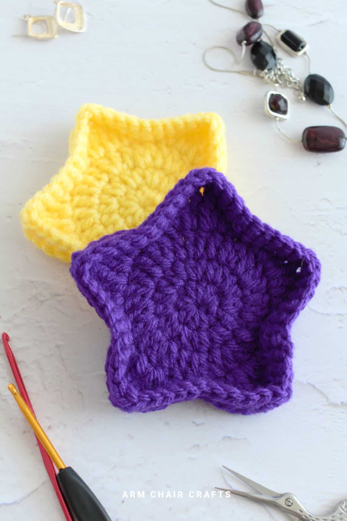 Star crochet trinket boxes.