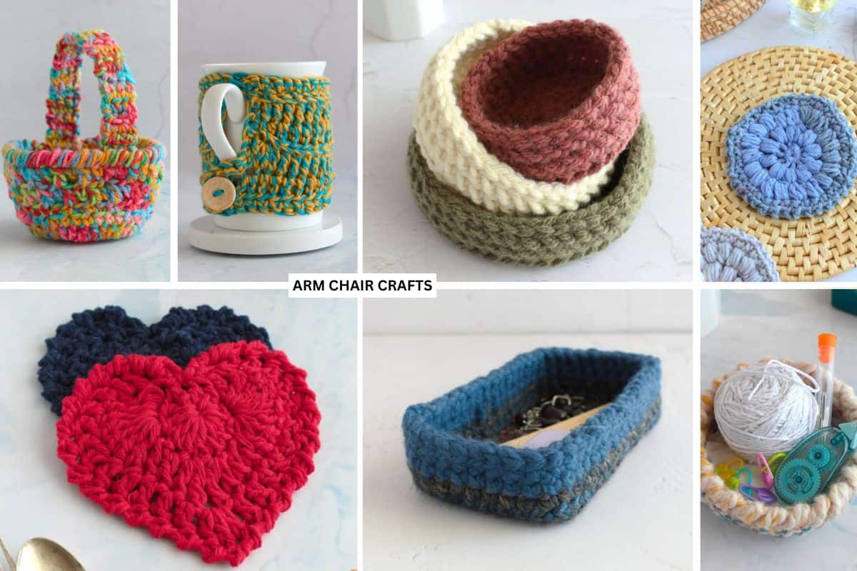 Small crochet projects collage.
