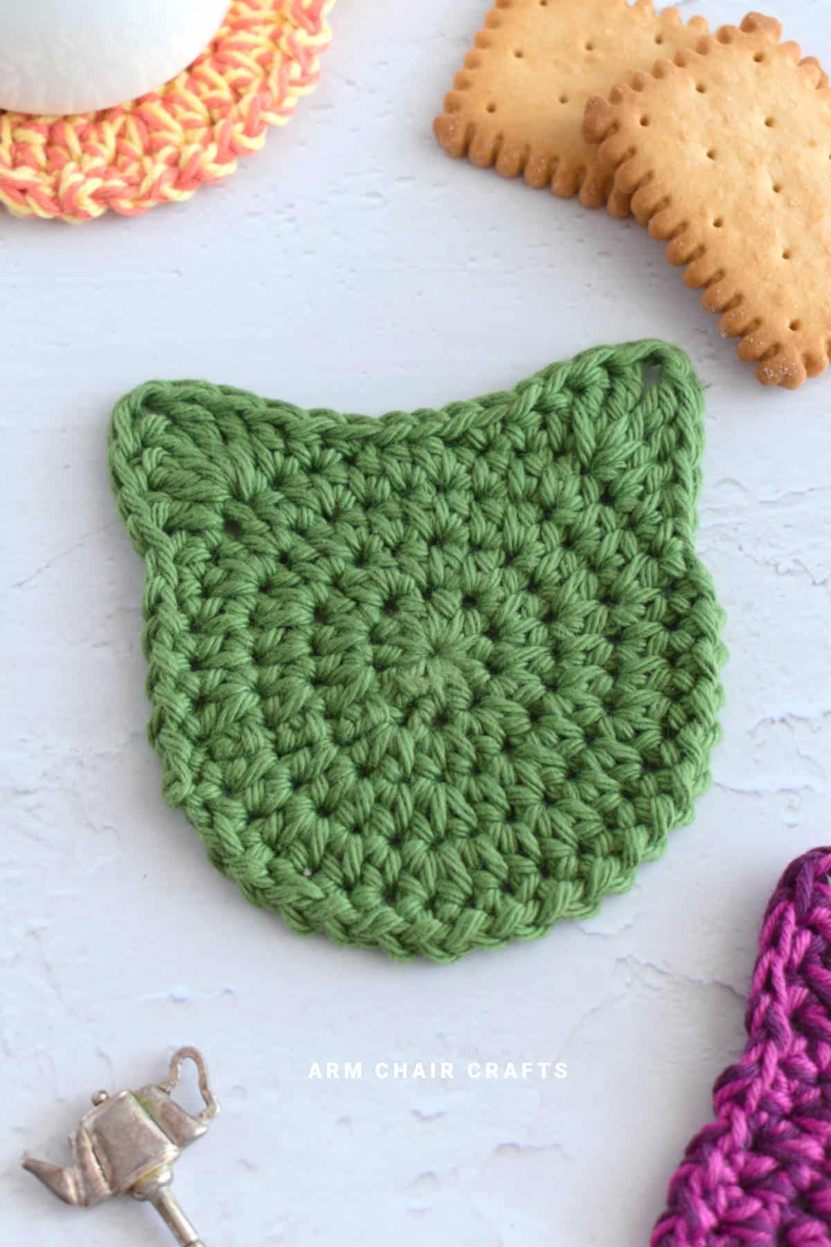 Cat crochet coasters.