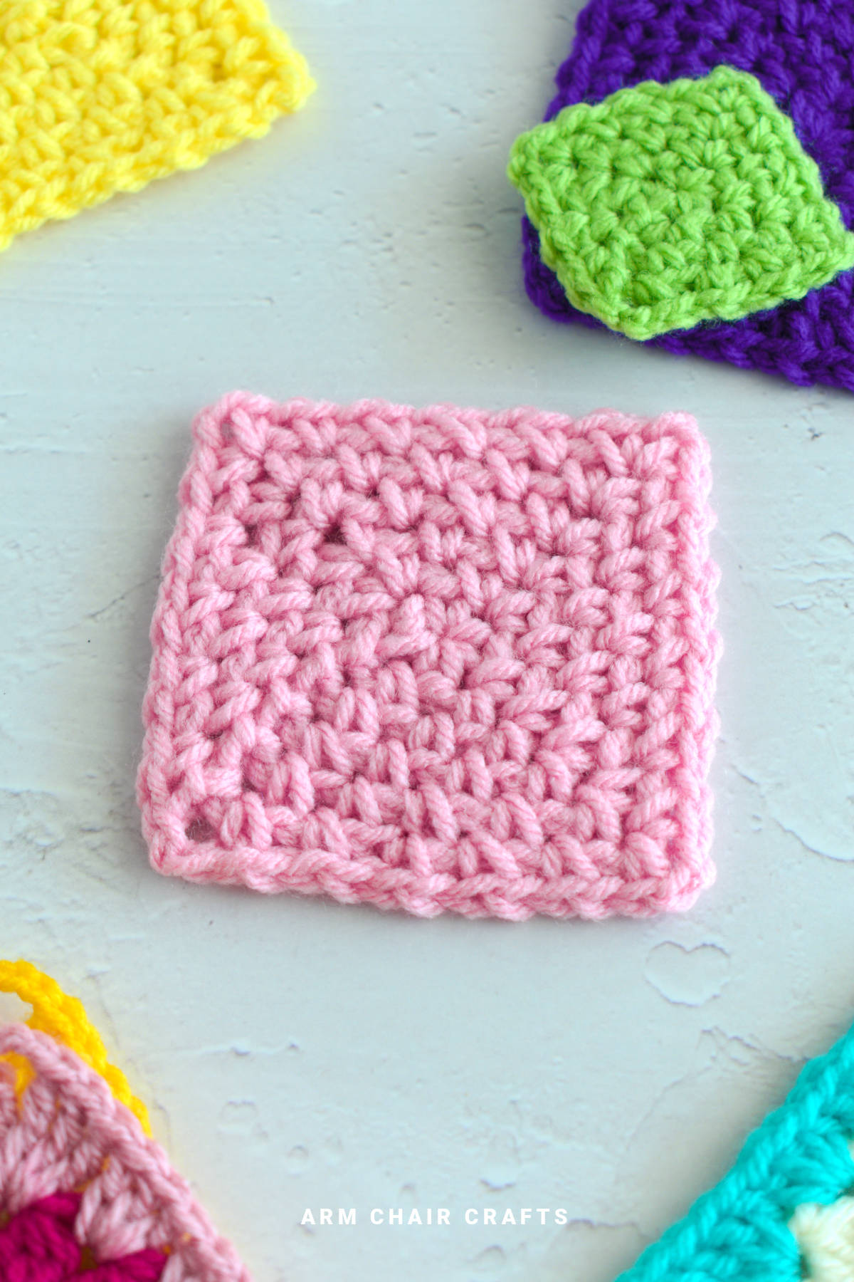 Moss stitch crochet granny squares.