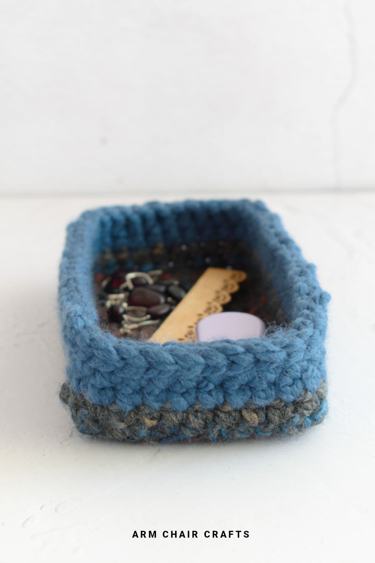 Rectangle crochet basket.
