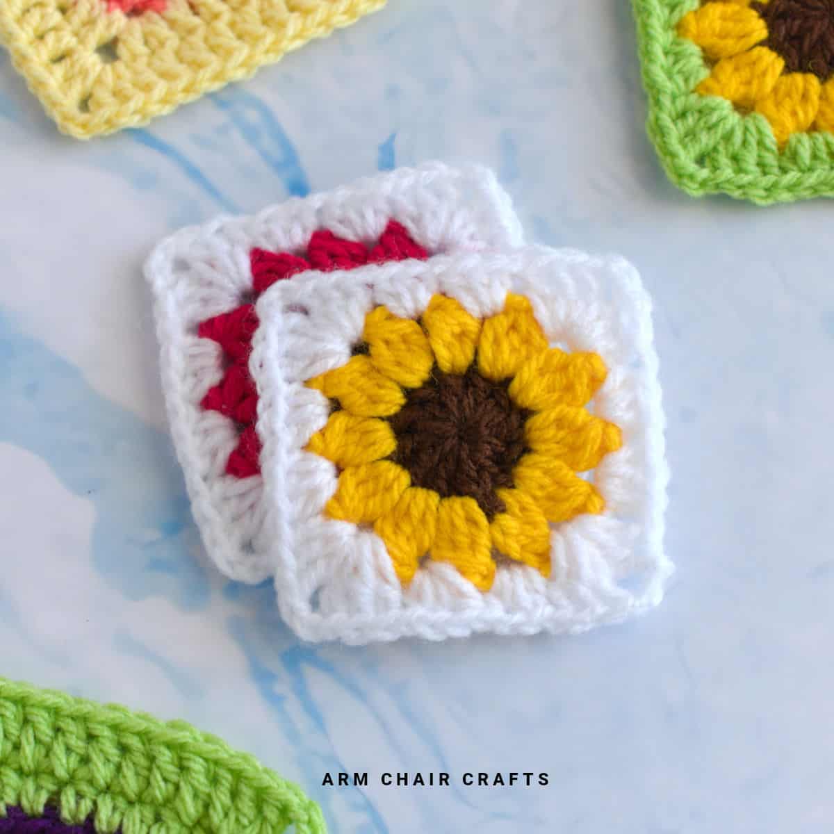 Sunflower crochet granny squares.