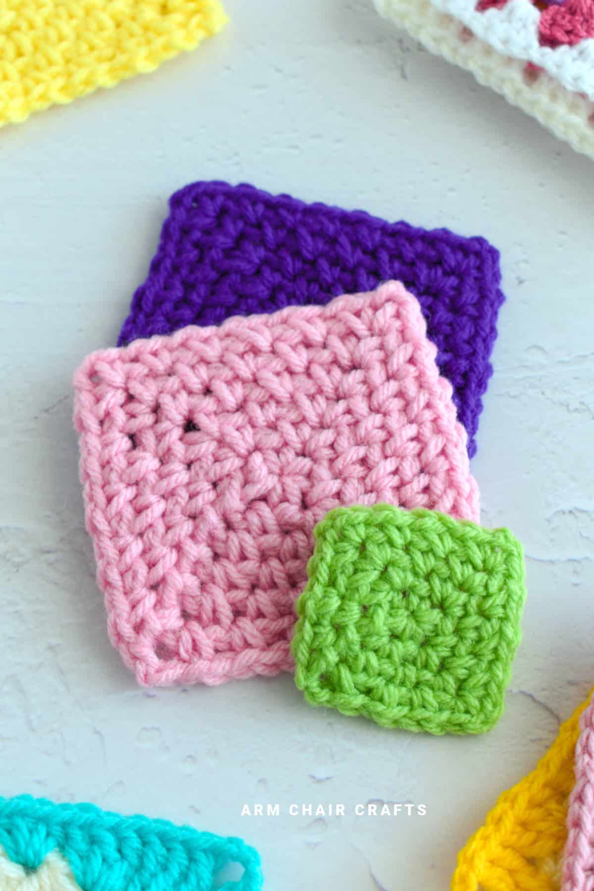 Close up image of granny squares.