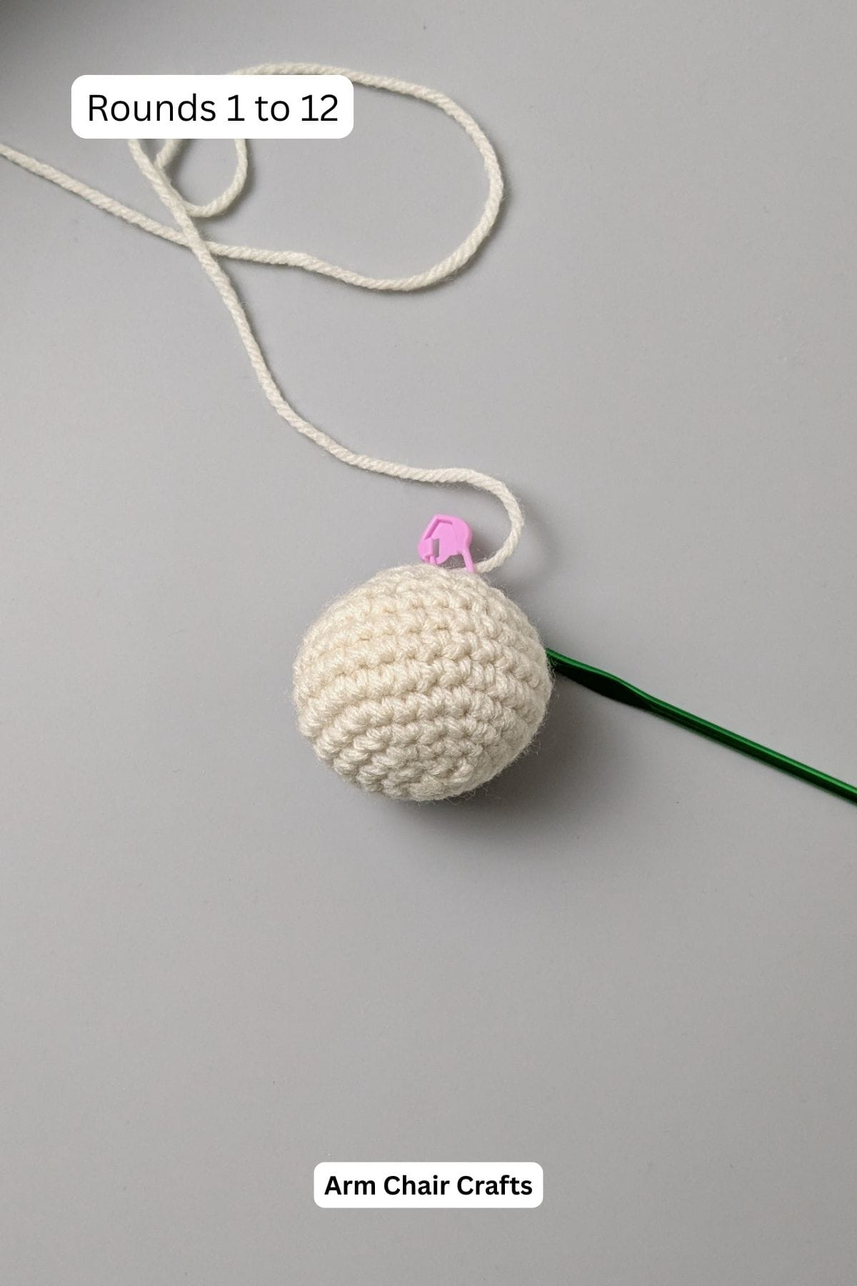 Rounds 1 to 12 for making a crochet angel.