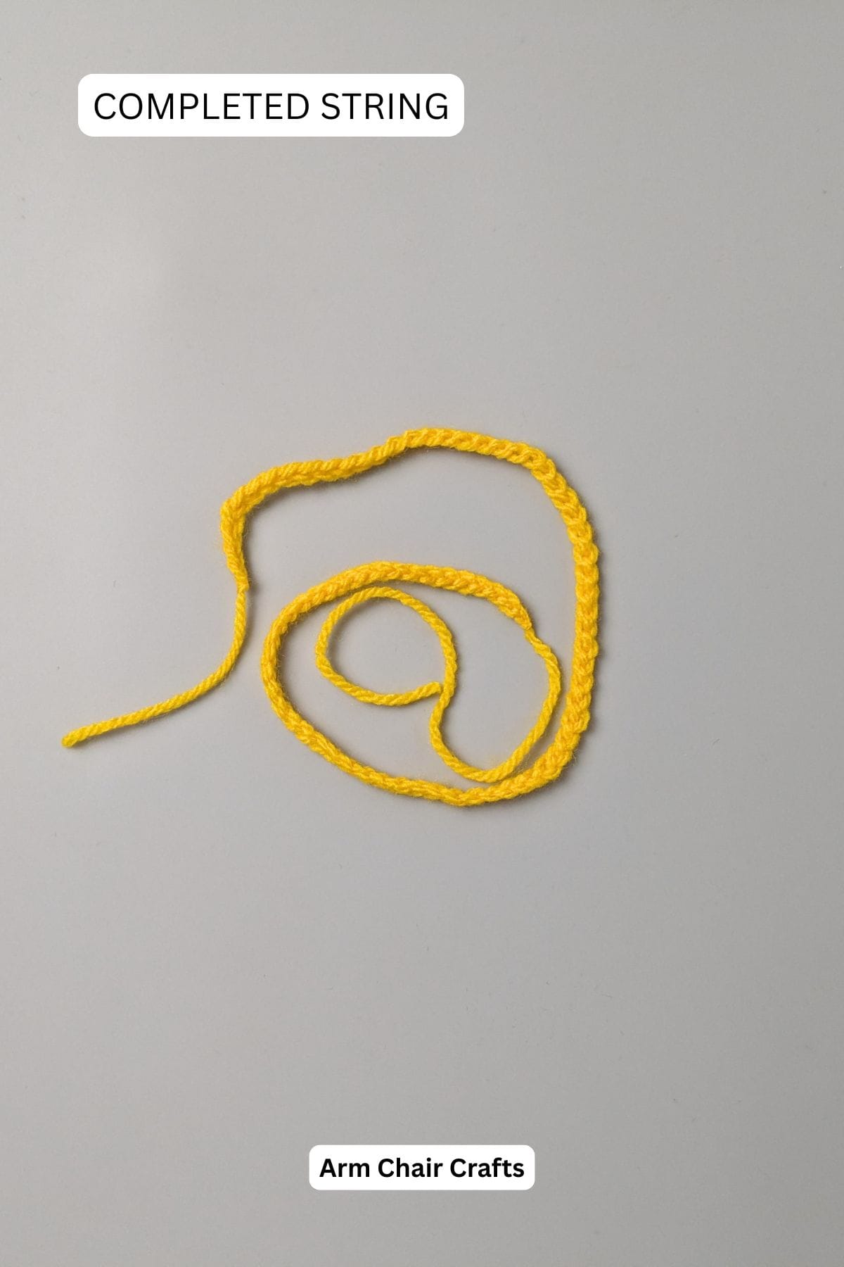 Completed crochet string.